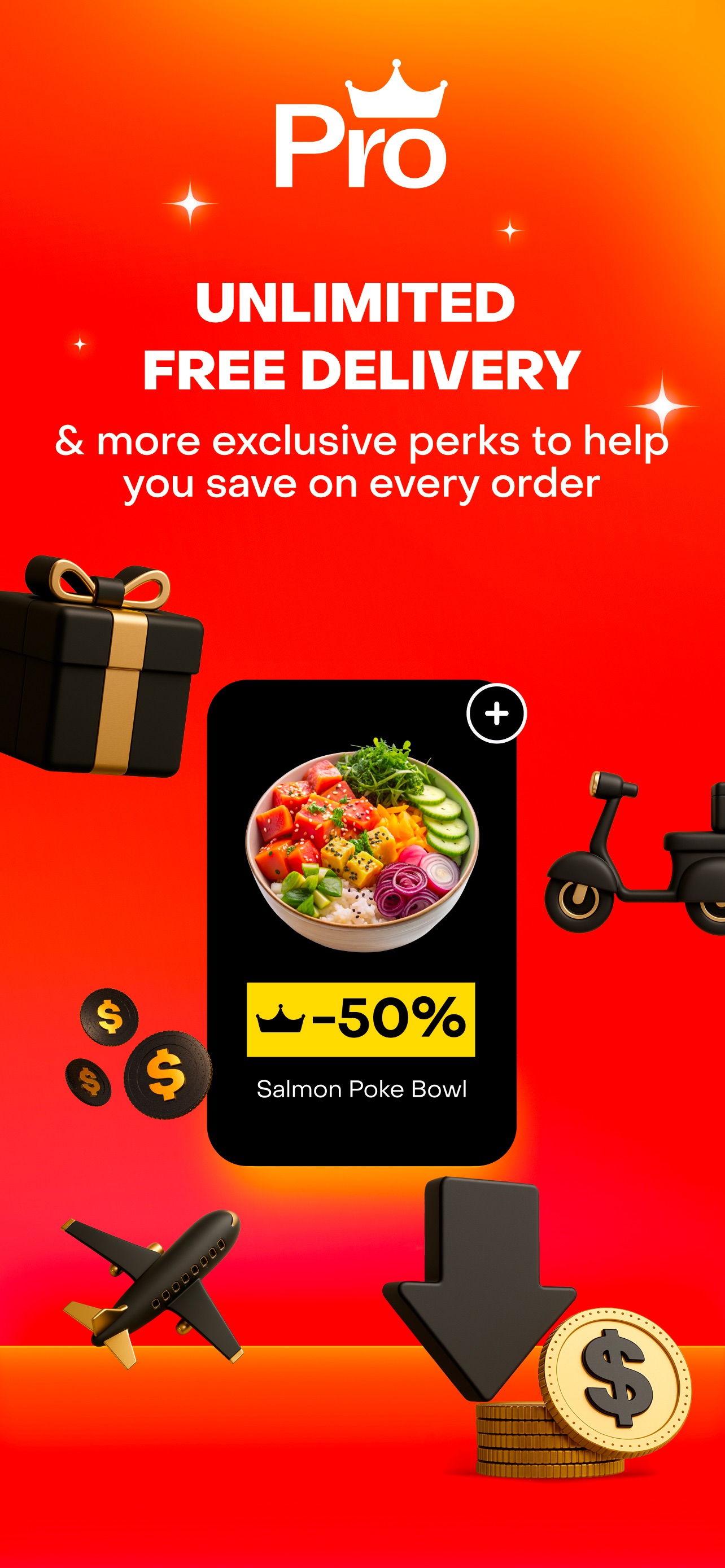 Rappi App Store screenshot: Pro UNLIMITED FREE DELIVERY & more exclusive perks to help you save on every order