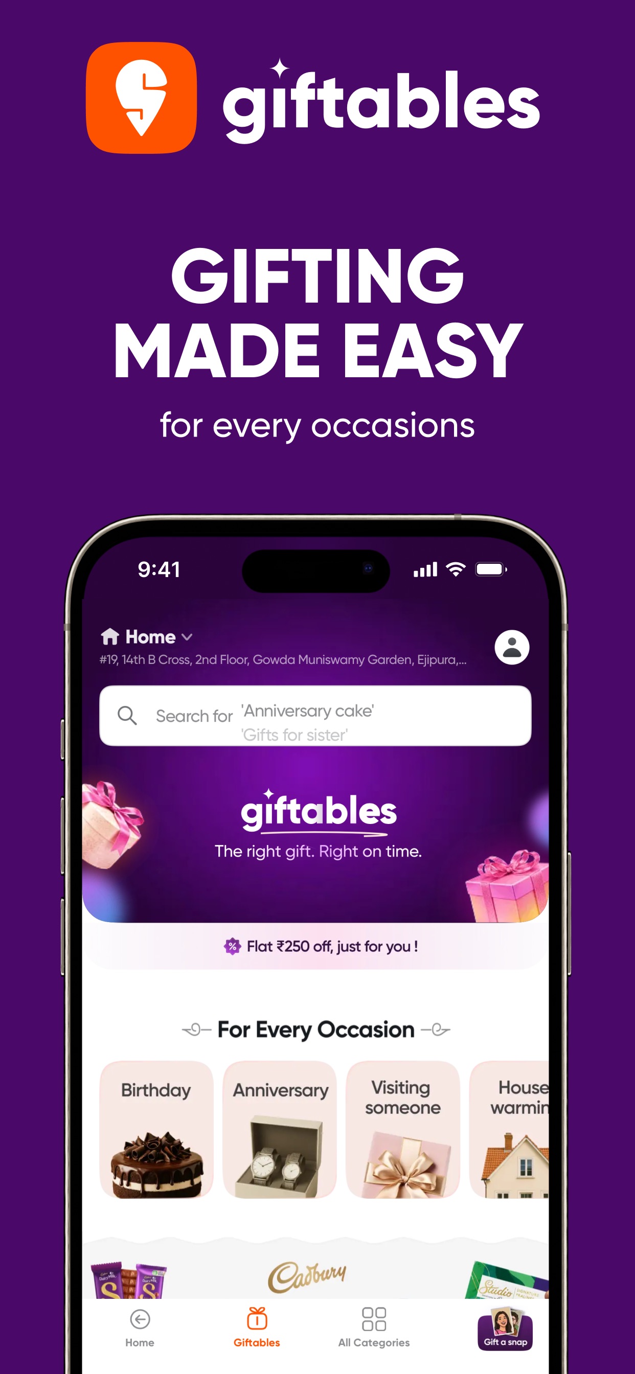 Swiggy App Store screenshot 6: giftables GIFTING MADE EASY for every occasions