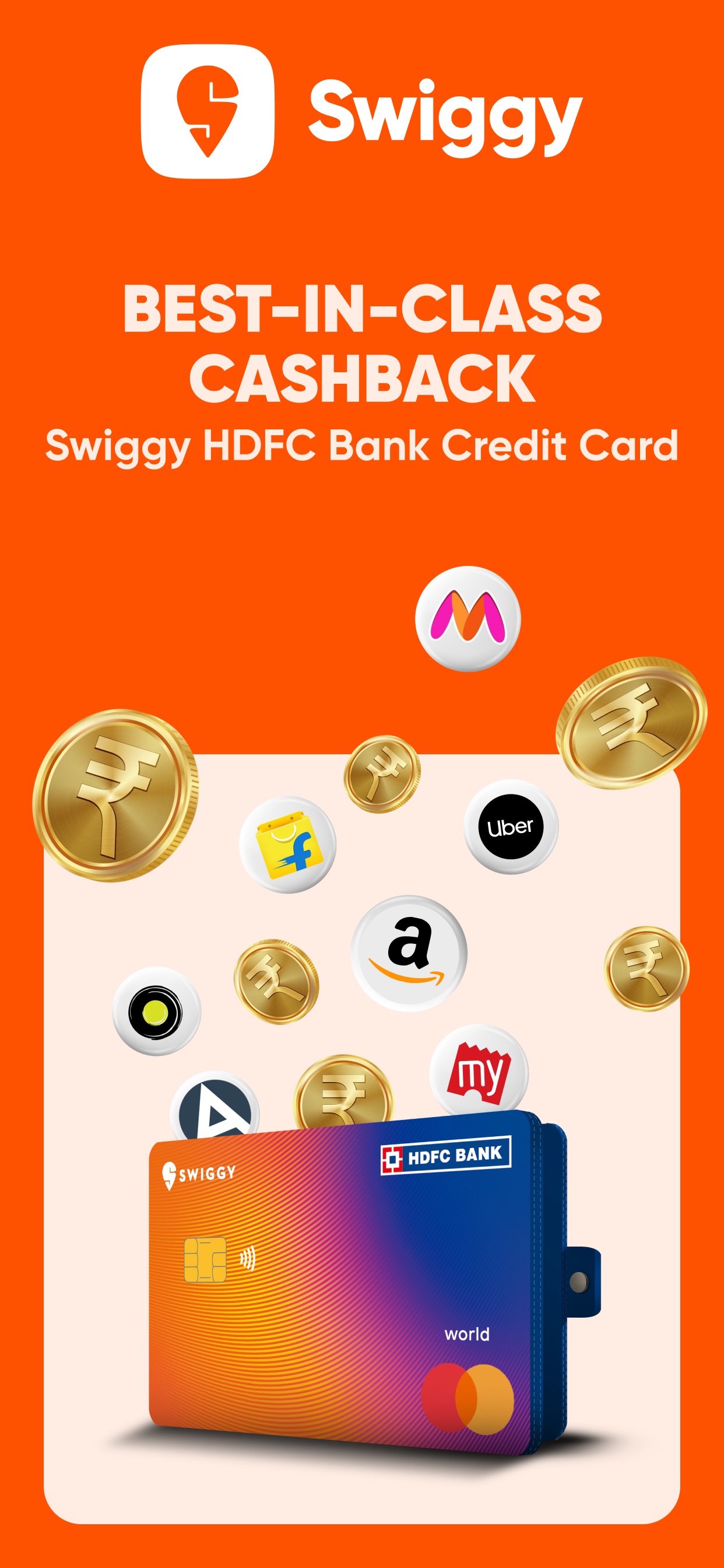 Swiggy App Store screenshot: BEST-IN-CLASS CASHBACK Swiggy HDFC Bank Credit Card