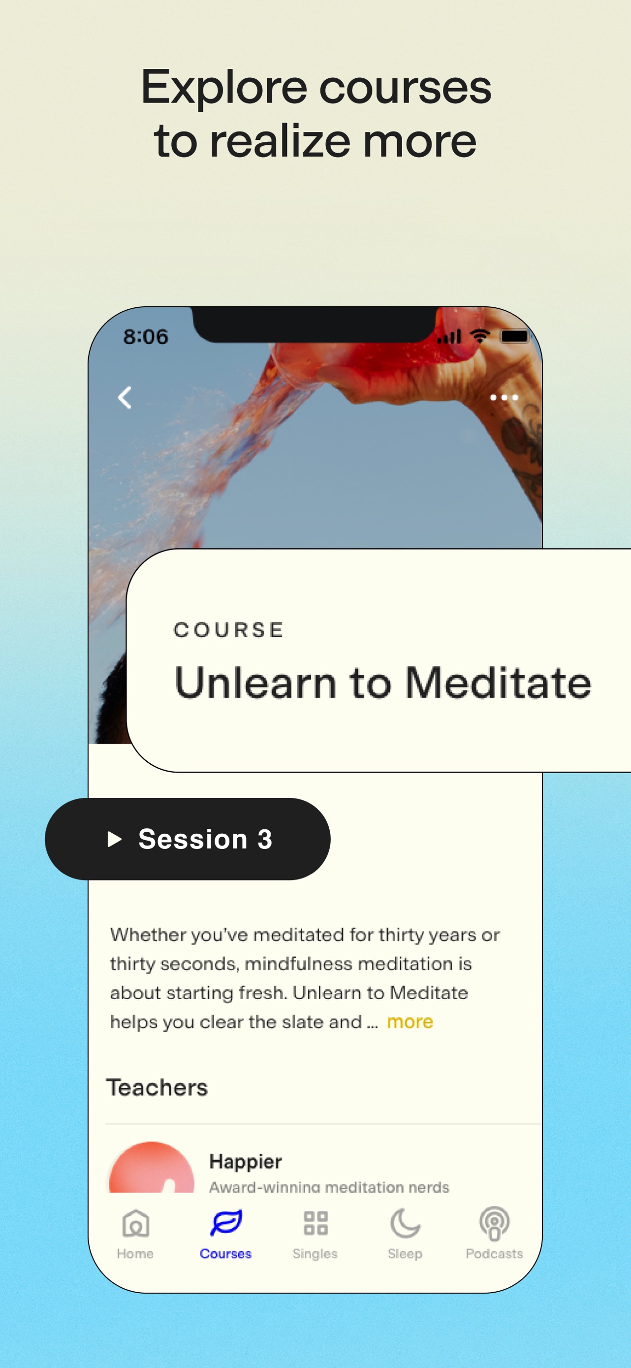 Ten Percent Happier App Store screenshot 9: Explore courses to realize more