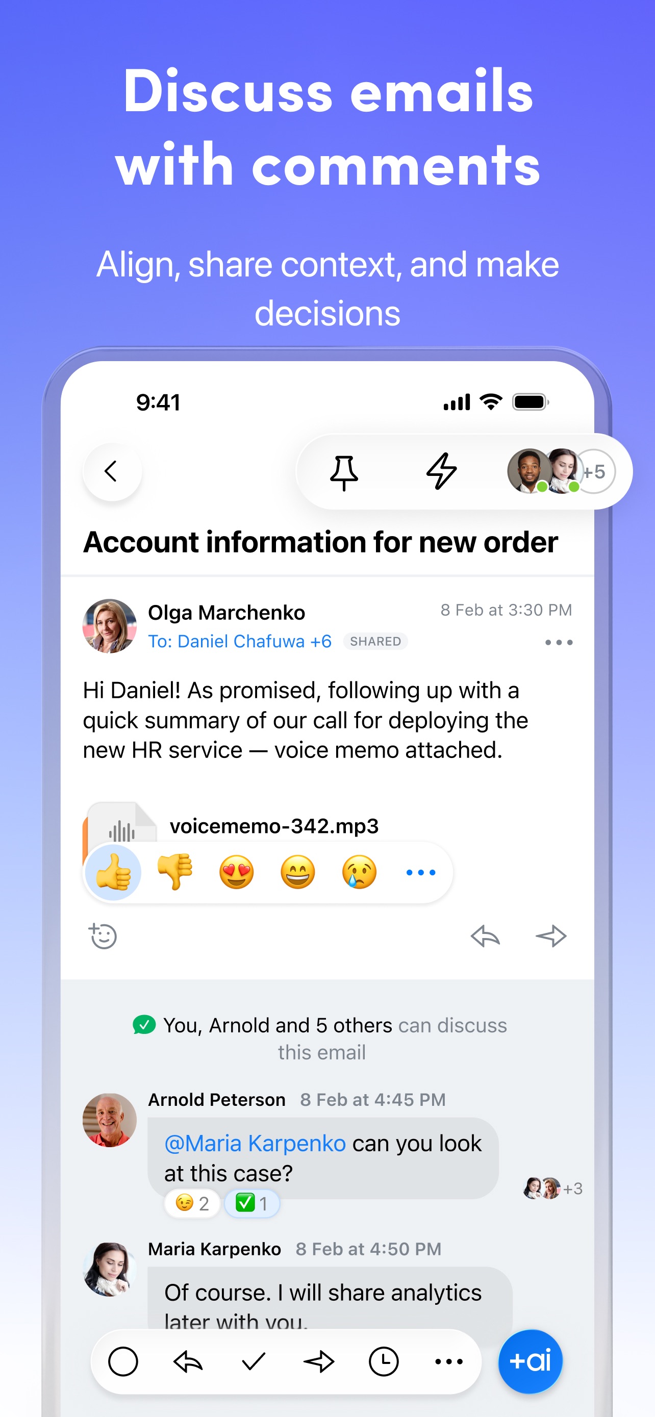 Spark Mail App Store screenshot 10: Discuss emails with comments
Align, share context, and make decisions