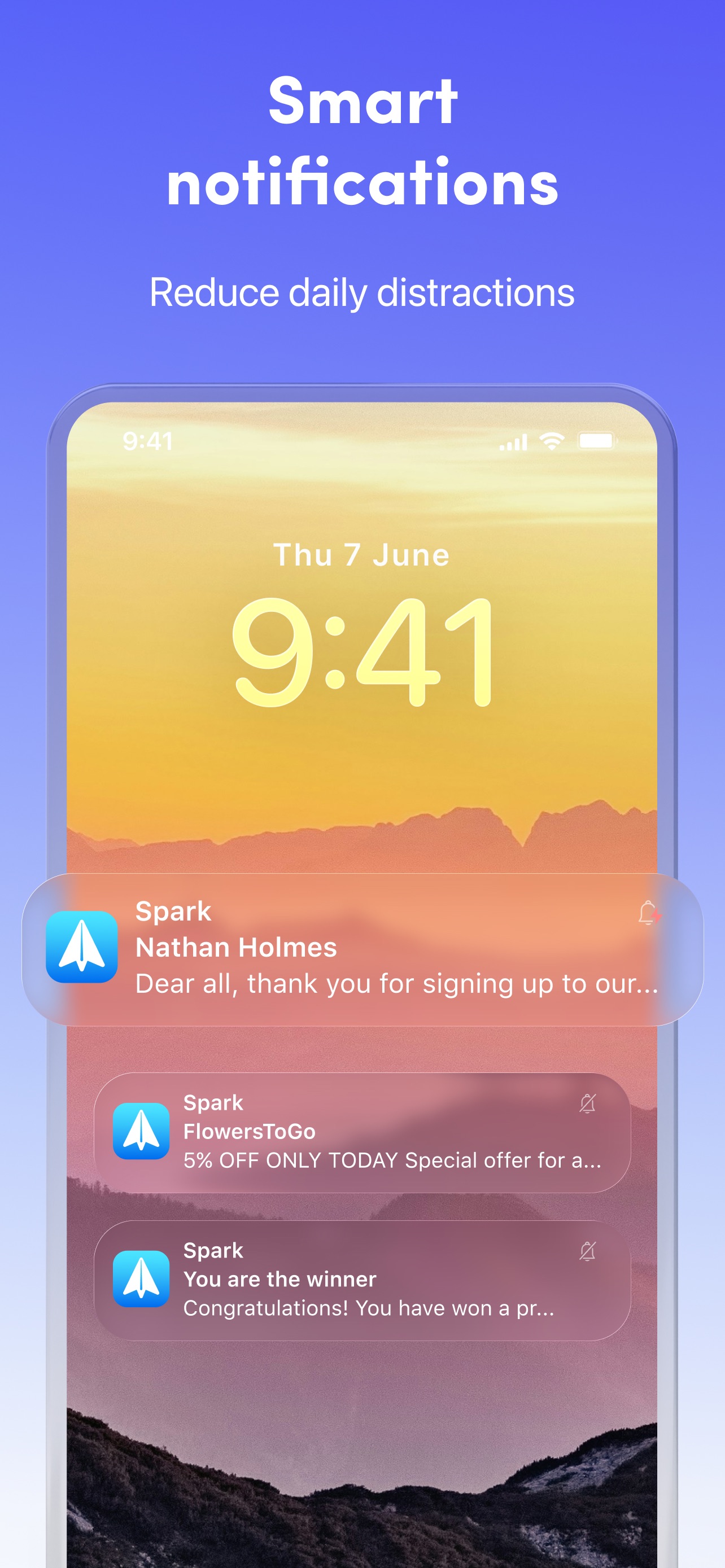 Spark Mail App Store screenshot: Smart notifications
Reduce daily distractions